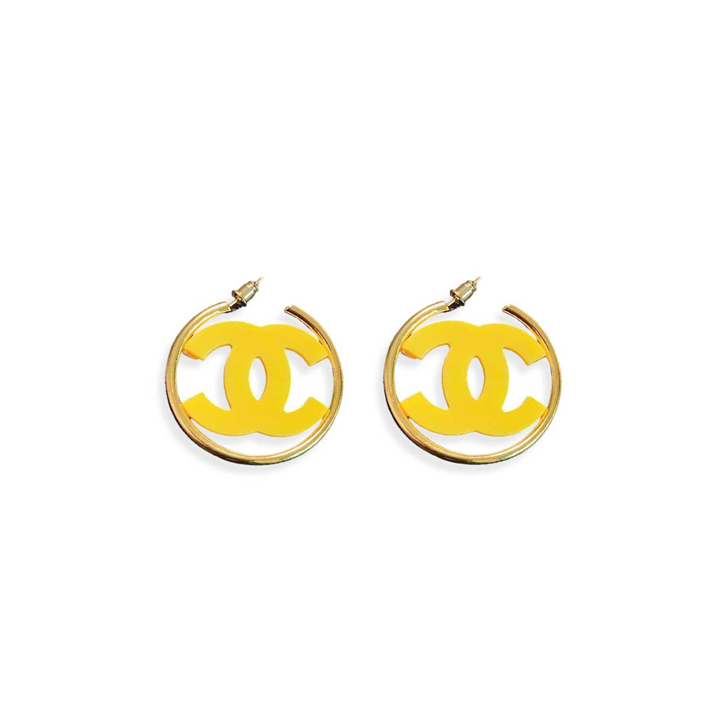 Ch**el double c acrylic large hoop earrings